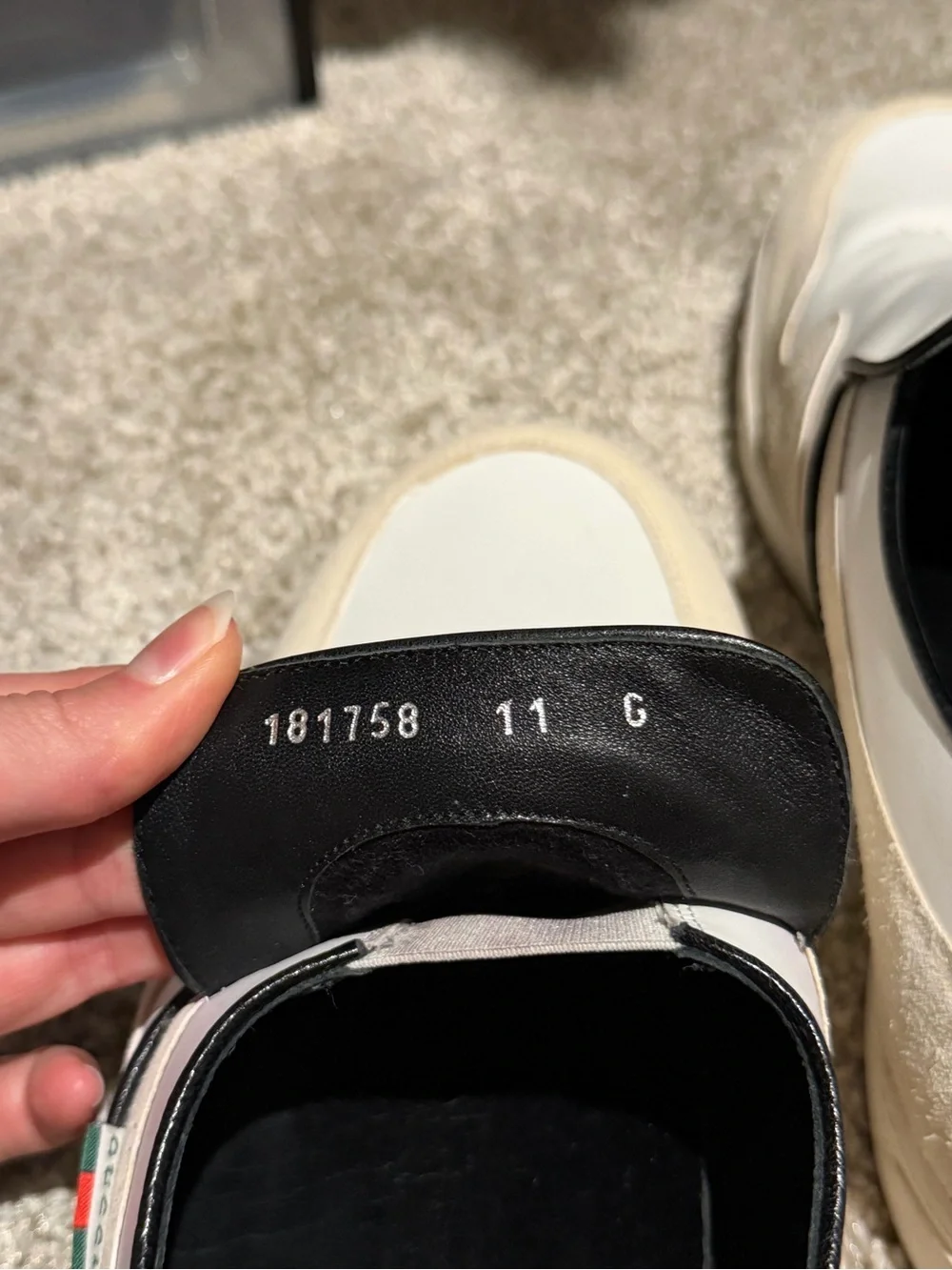 Gucci White Leather & Beige Suede Logo Slip-On Loafers